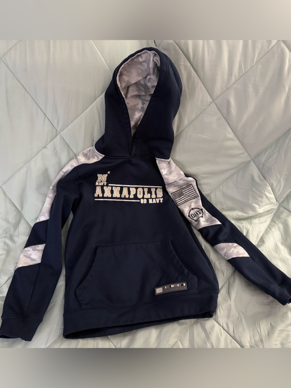 Colosseum Navy Hooded Pullover with Camo Accents